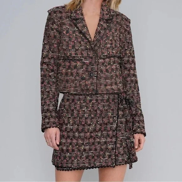 Le Superbe Lennon Tweed Wrap Skirt size 8 - Picture 4 of 10